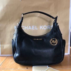 Michael Kors black leather hobo bag